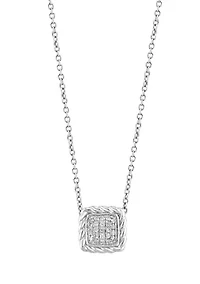 1/10 ct. t.w. Diamond Square Pendant Necklace in Sterling Silver