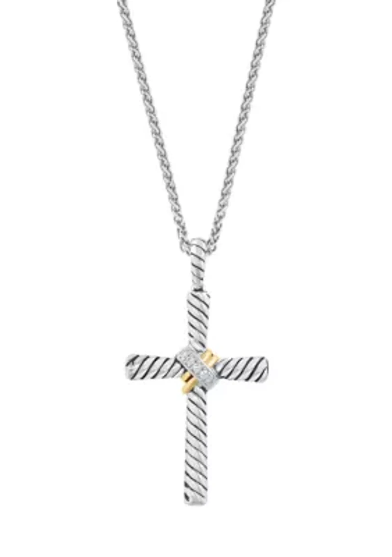 Diamond Cross Pendant Necklace in Sterling Silver