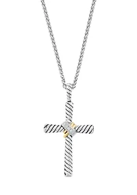 Diamond Cross Pendant Necklace in Sterling Silver