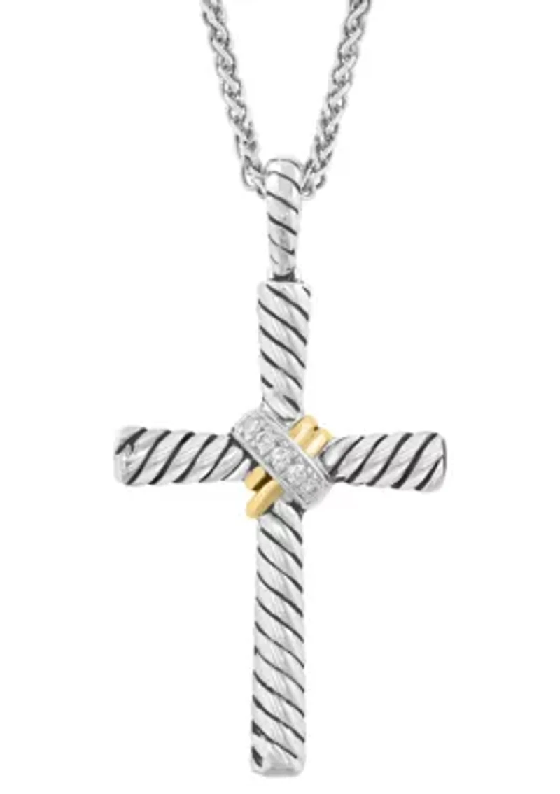 Diamond Cross Pendant Necklace in Sterling Silver