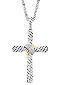 Diamond Cross Pendant Necklace in Sterling Silver