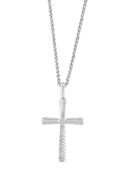 Diamond Cross Pendant Necklace in Sterling Silver