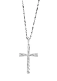 Diamond Cross Pendant Necklace in Sterling Silver
