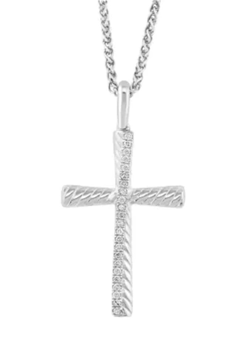 Diamond Cross Pendant Necklace in Sterling Silver