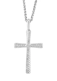 Diamond Cross Pendant Necklace in Sterling Silver