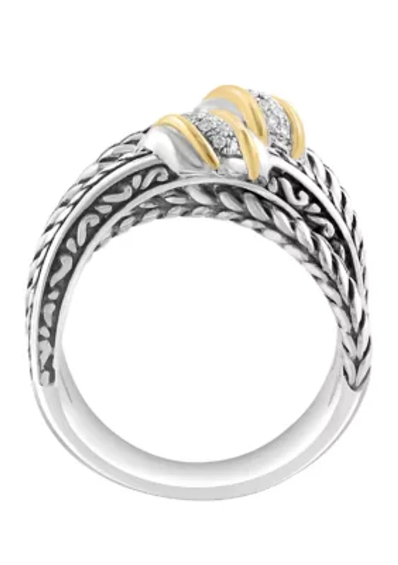 Diamond Ring in Sterling Silver and 18K Yellow Gold