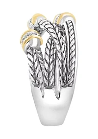 Diamond Ring in Sterling Silver and 18K Yellow Gold