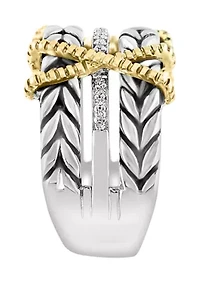 Sterling Silver/18K Yellow Gold Diamond Ring 