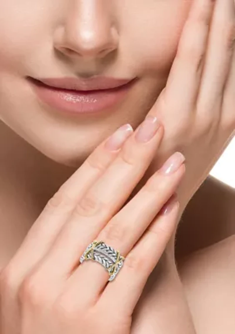 Sterling Silver/18K Yellow Gold Diamond Ring 