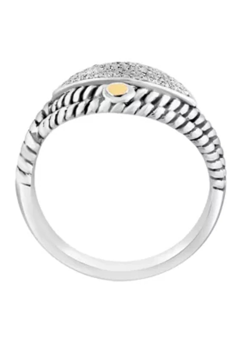 Sterling Silver and 18K Yellow Gold Diamond Ring