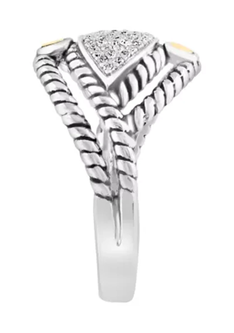 Sterling Silver and 18K Yellow Gold Diamond Ring