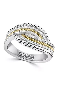 Diamond Ring in Sterling Silver and 18K Yellow Gold