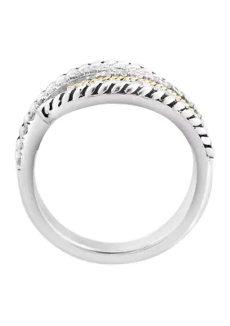 Diamond Ring in Sterling Silver and 18K Yellow Gold