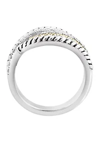 Diamond Ring in Sterling Silver and 18K Yellow Gold