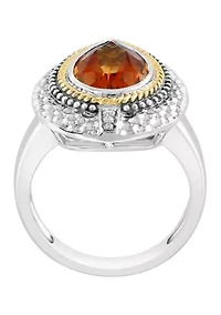 Diamond and Citrine Ring in Sterling Silver and 14K Yellow Gold
