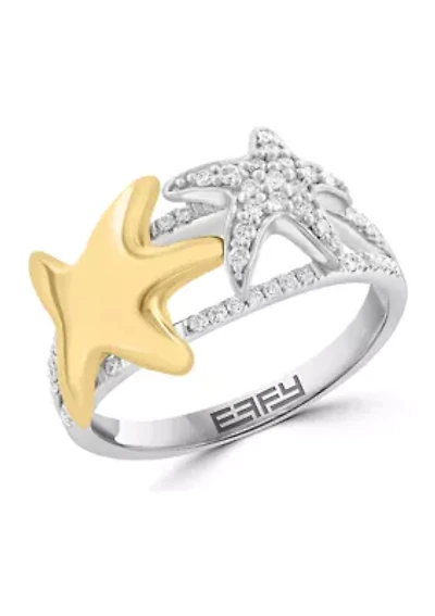 1/5 ct. t.w. Diamond Starfish Ring in Sterling Silver
