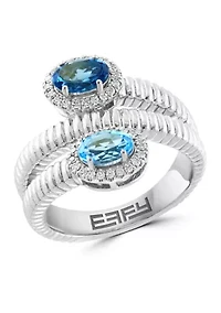 Sterling Silver Diamond and Blue Topaz Ring