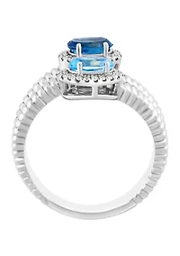Sterling Silver Diamond and Blue Topaz Ring