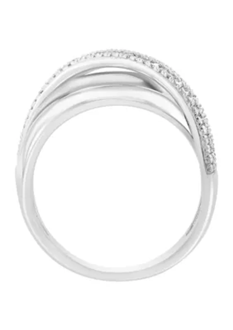 1/4 ct. t.w. Diamond Crossover Ring in Sterling Silver