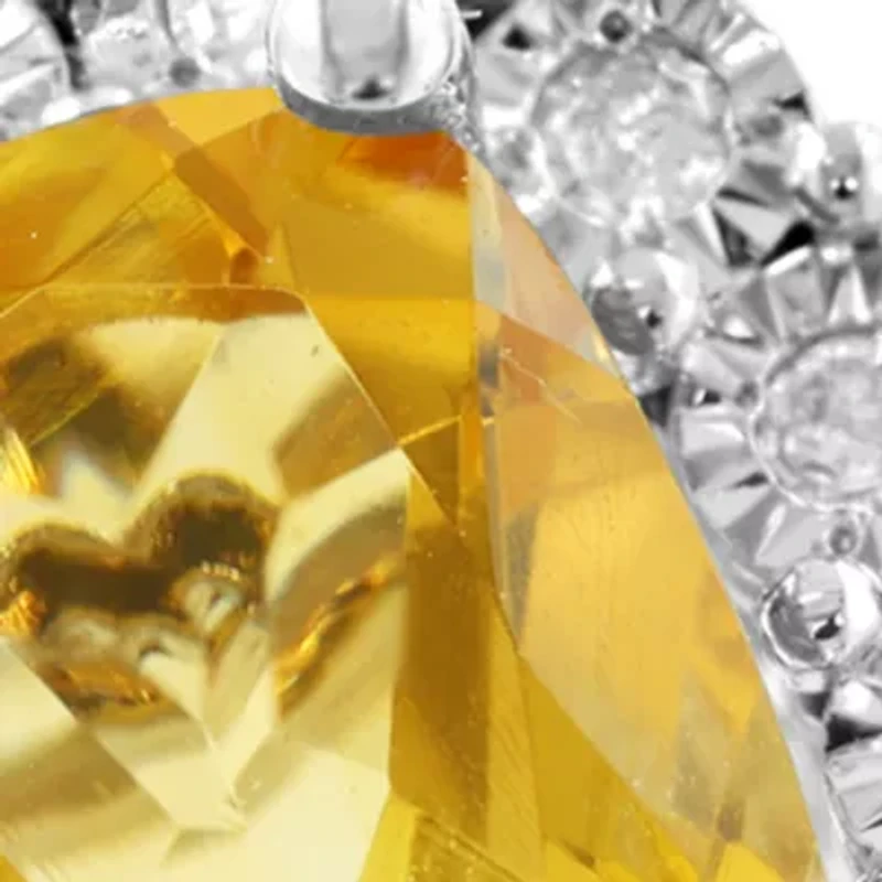 925 Sterling Silver Diamond, Citrine Ring 