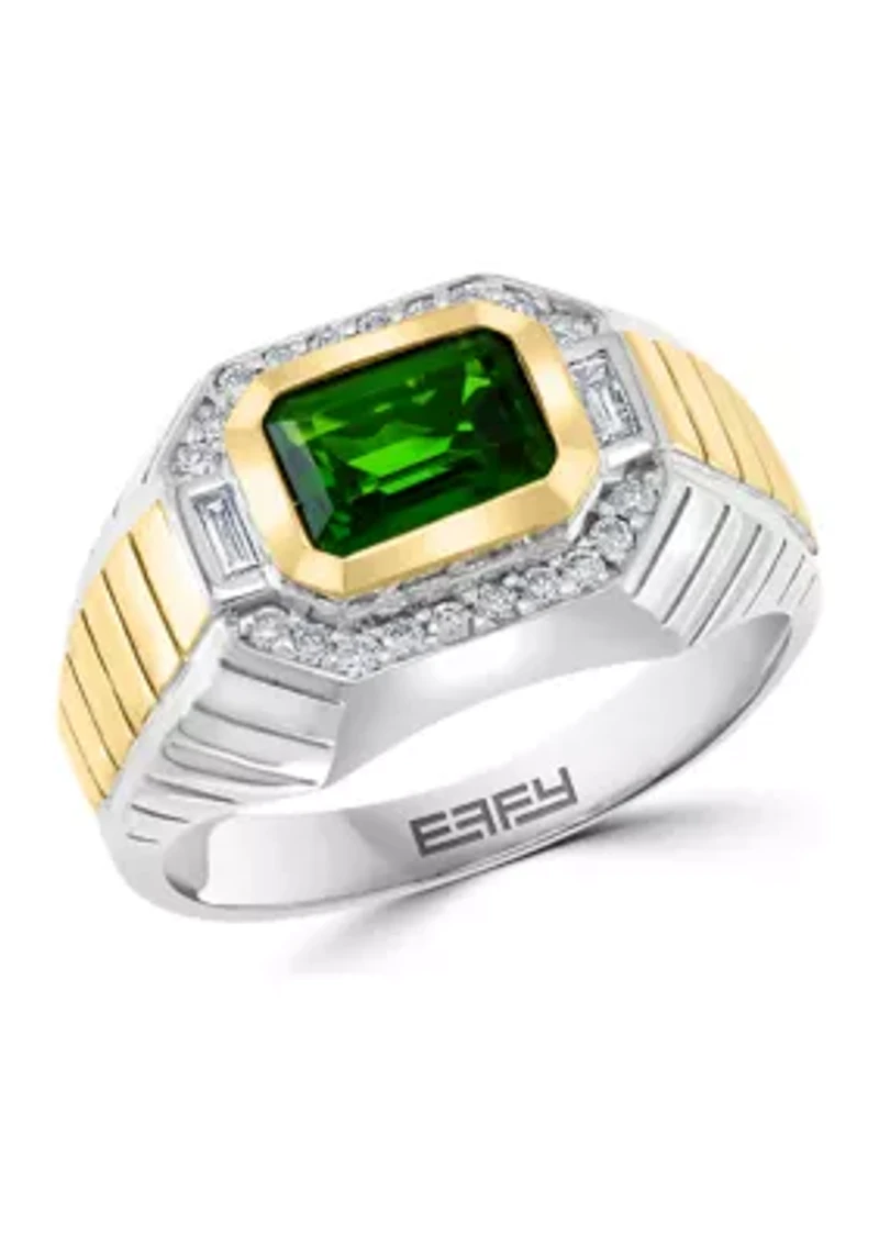 1/4 ct. t.w. Diamond and 1.6 ct. t.w. Chrome Diopside Ring in Sterling Silver