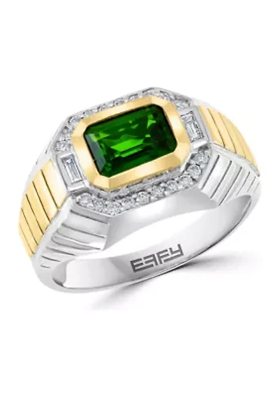  1/4 ct. t.w. Diamond and 1.6 ct. t.w. Chrome Diopside Ring in Sterling Silver