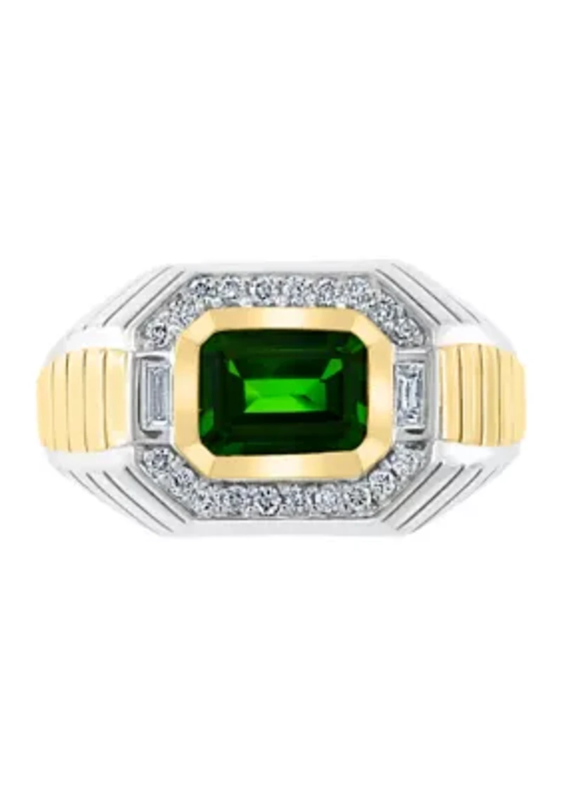 1/4 ct. t.w. Diamond and 1.6 ct. t.w. Chrome Diopside Ring in Sterling Silver
