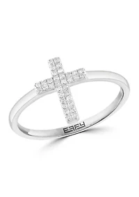 Diamond Cross Ring in Sterling Silver 