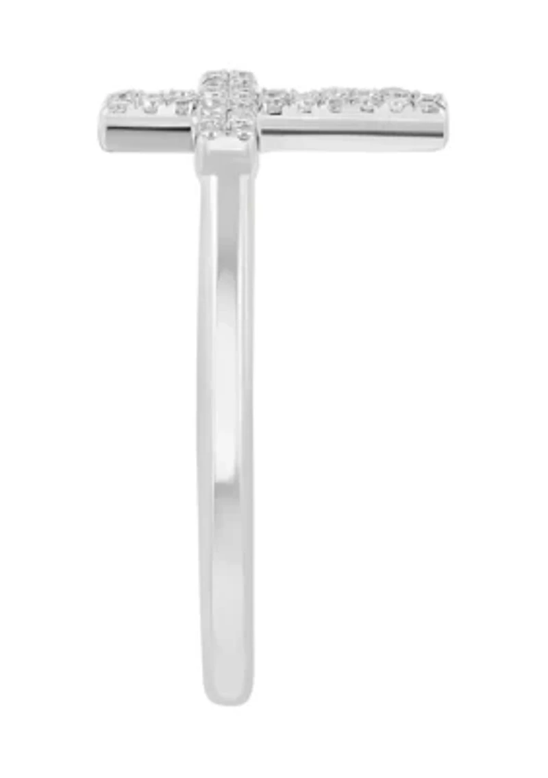 Diamond Cross Ring in Sterling Silver 