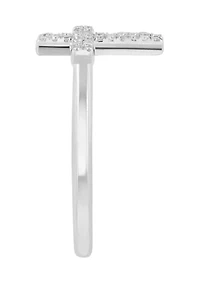 Diamond Cross Ring in Sterling Silver 