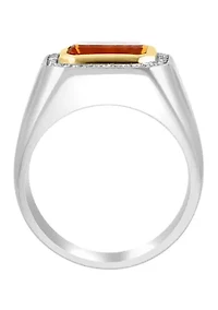 Diamond and Citrine Ring in Sterling Silver 
