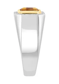 Diamond and Citrine Ring in Sterling Silver 