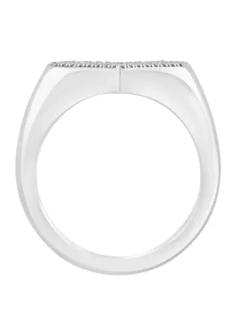 Diamond Heart Ring in Sterling Silver