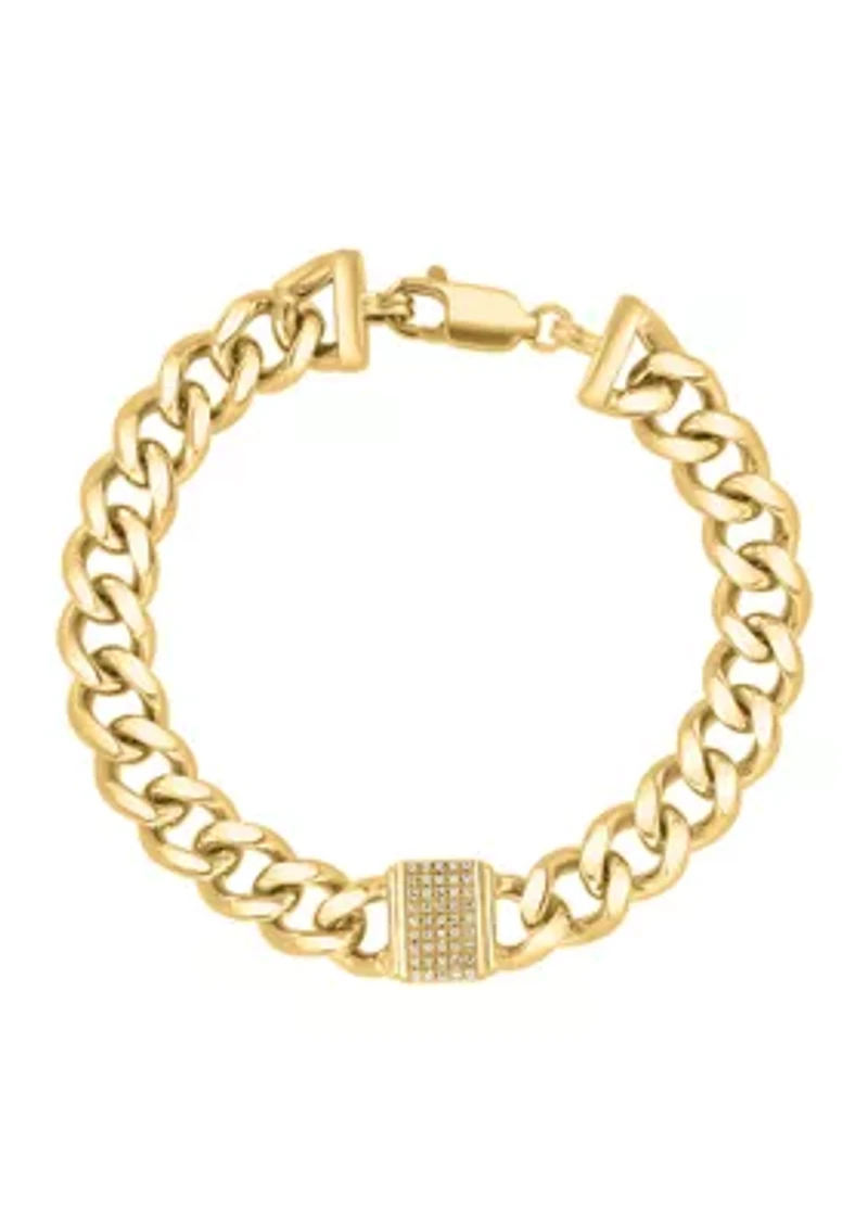 Men's Gold-Plated Sterling Silver Diamond Bracelet 