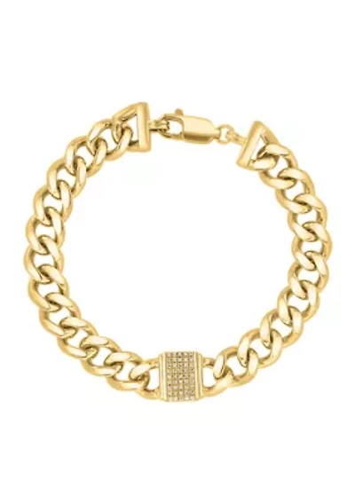 Men's Gold-Plated Sterling Silver Diamond Bracelet 