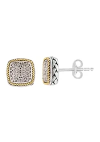 Sterling Silver/18K Yellow Gold Diamond Earrings