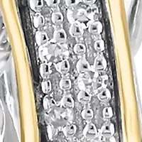 Diamond Hoop Earrings in Sterling Silver and 14K Yellow Gold