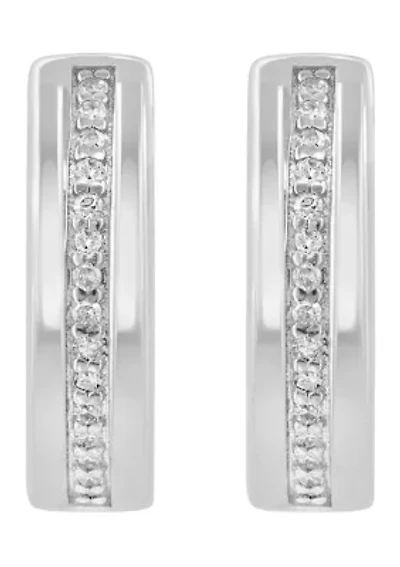 Diamond Hoop Earrings set in Sterling Silver