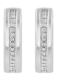 Diamond Hoop Earrings set in Sterling Silver