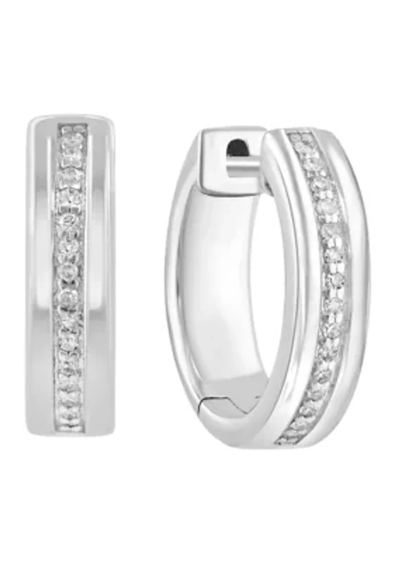 Diamond Hoop Earrings set in Sterling Silver