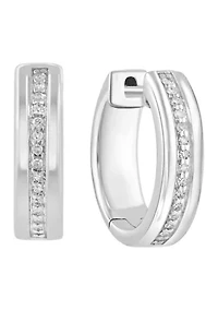 Diamond Hoop Earrings set in Sterling Silver