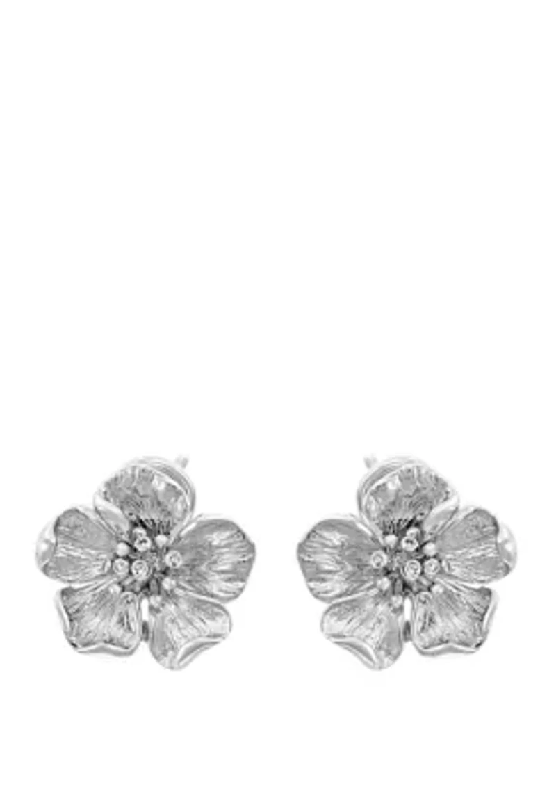 1/10 ct. t.w. Diamond Flower Earrings in Sterling Silver