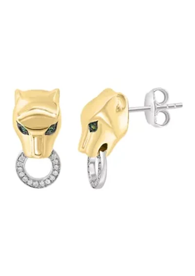 Panther Earrings in Gold Over Sterling Silver