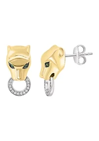 Panther Earrings in Gold Over Sterling Silver