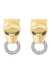 Panther Earrings in Gold Over Sterling Silver