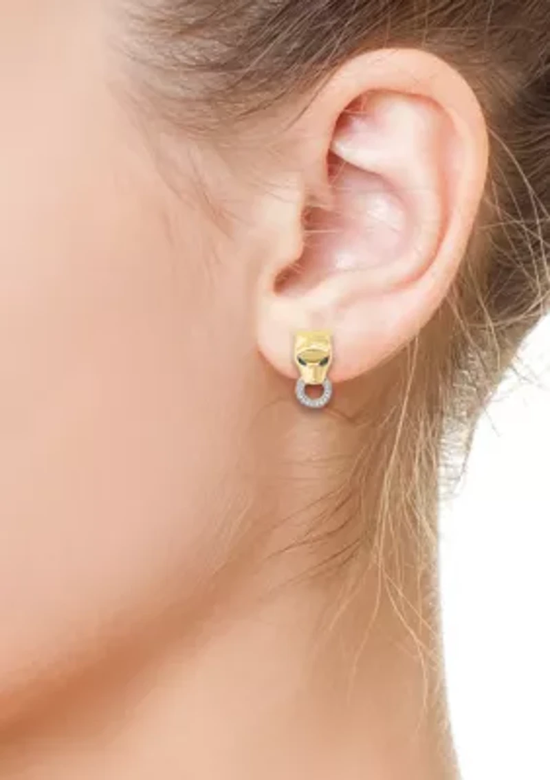 Panther Earrings in Gold Over Sterling Silver