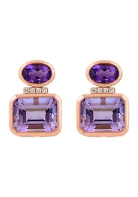 EFFY 14K ROSE GOLD DIAMOND,AMETHYST,PINK AMETHYST EARRINGS