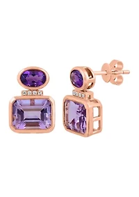 EFFY 14K ROSE GOLD DIAMOND,AMETHYST,PINK AMETHYST EARRINGS