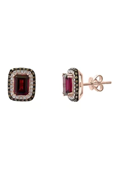 1/2 ct. t.w. White and Brown Diamonds with 2.1 ct. t.w. Rhodolite Earrings
