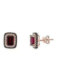 1/2 ct. t.w. White and Brown Diamonds with 2.1 ct. t.w. Rhodolite Earrings